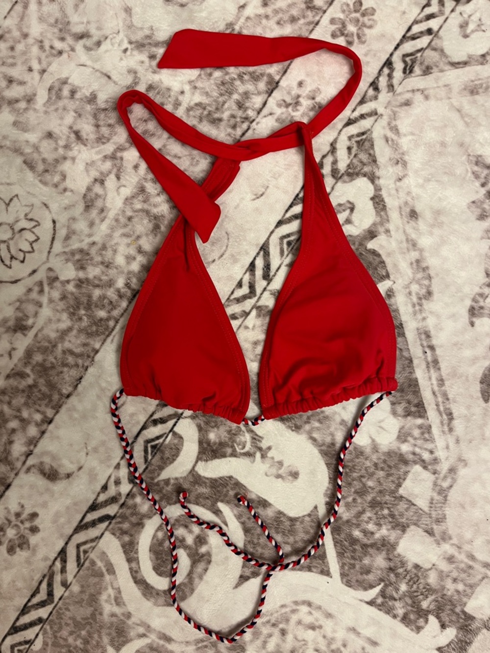 Mossimo Navy and Red Triangle Bikini Top